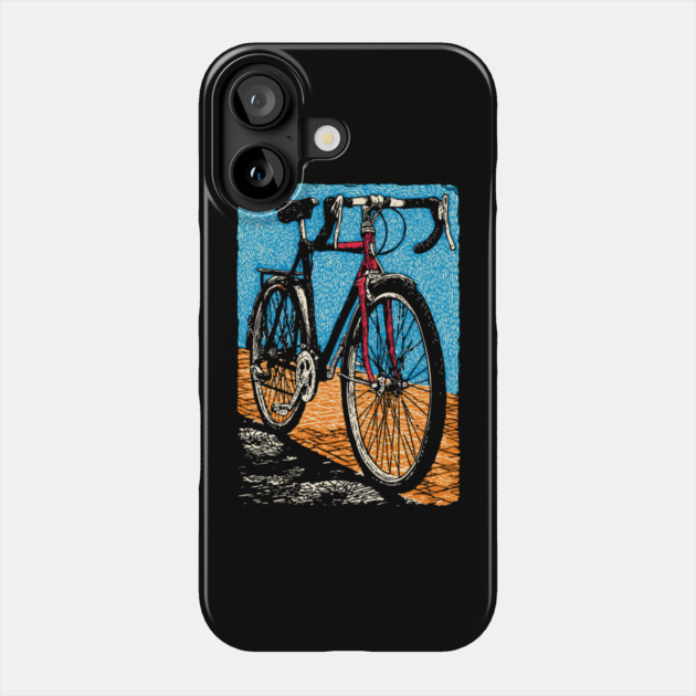 Retro Road Bike | Vintage Cycling Woodcut Art Phone Case by TuncGK