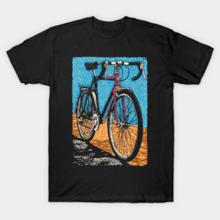 Retro Road Bike | Vintage Cycling Woodcut Art T-Shirt