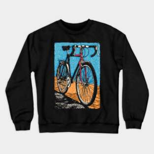 Retro Road Bike | Vintage Cycling Woodcut Art Crewneck Sweatshirt