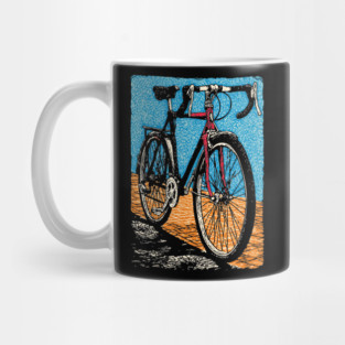 Retro Road Bike | Vintage Cycling Woodcut Art Mug