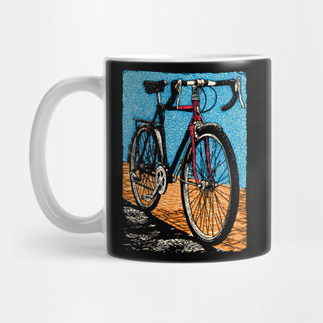 Retro Road Bike | Vintage Cycling Woodcut Art by TuncGK
