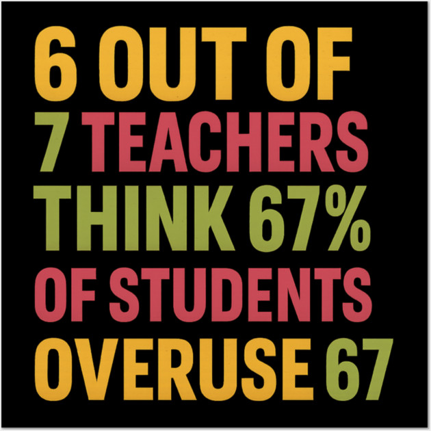6 Out of 7 Teachers 67 Percent Joke Wall Art by ArtistTee ⭐⭐⭐⭐⭐
