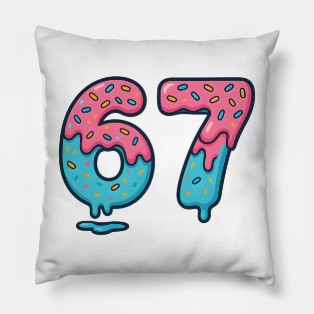 Sprinkle Frosted 67 Number Art Pillow by ArtistTee ⭐⭐⭐⭐⭐