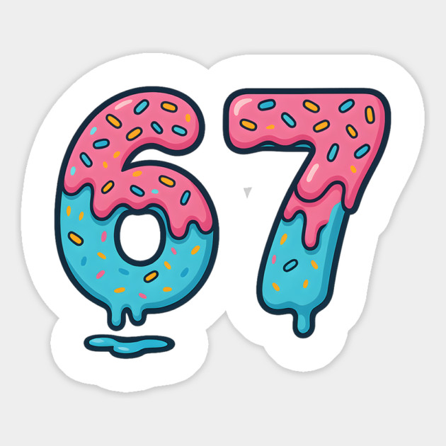 Sprinkle Frosted 67 Number Art Magnet by ArtistTee ⭐⭐⭐⭐⭐