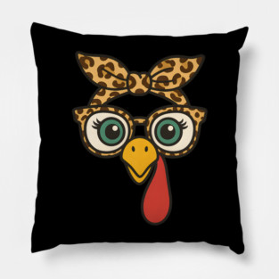 Leopard Print Turkey Face Glasses Pillow