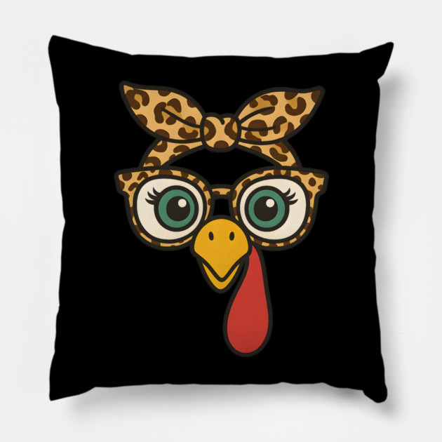 Leopard Print Turkey Face Glasses Pillow by ArtistTee ⭐⭐⭐⭐⭐
