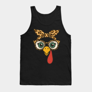 Leopard Print Turkey Face Glasses Tank Top