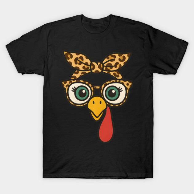 Leopard Print Turkey Face Glasses T-Shirt by ArtistTee ⭐⭐⭐⭐⭐