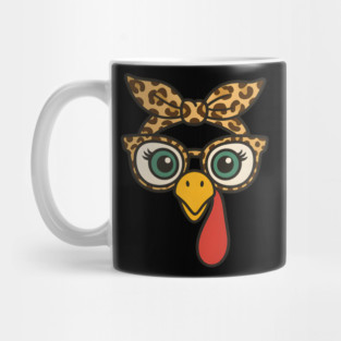 Leopard Print Turkey Face Glasses Mug