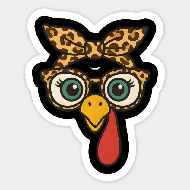 Leopard Print Turkey Face Glasses Sticker by ArtistTee ⭐⭐⭐⭐⭐