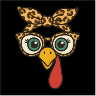 Leopard Print Turkey Face Glasses Posters and Art