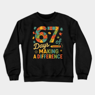 67 Days of Making a Difference Puzzle Crewneck Sweatshirt