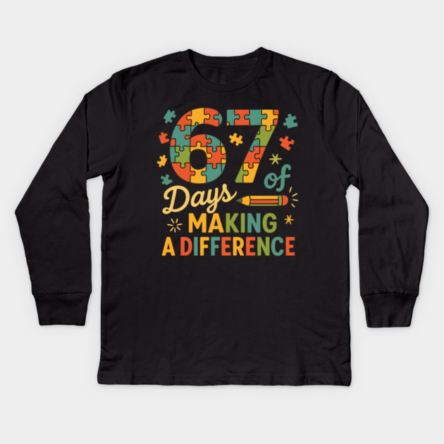 67 Days of Making a Difference Puzzle Kids Long Sleeve T-Shirt by ArtistTee ⭐⭐⭐⭐⭐