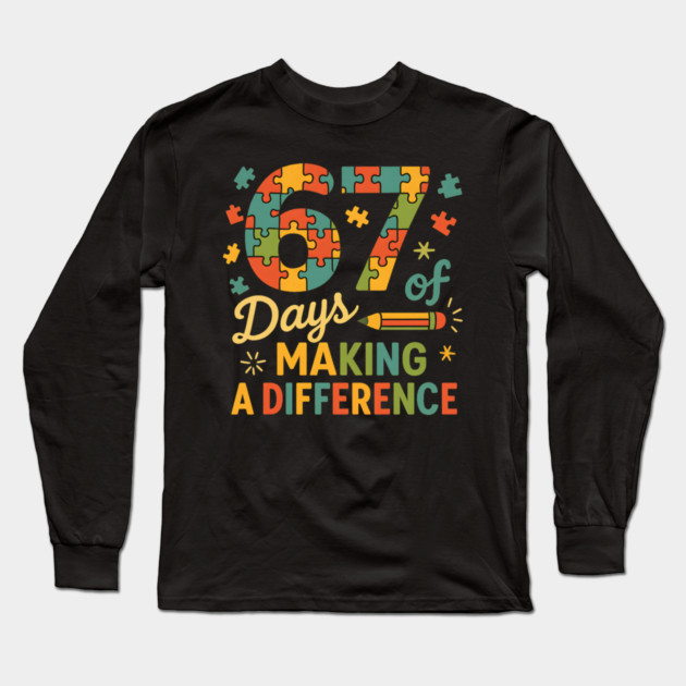 67 Days of Making a Difference Puzzle Long Sleeve T-Shirt by ArtistTee ⭐⭐⭐⭐⭐
