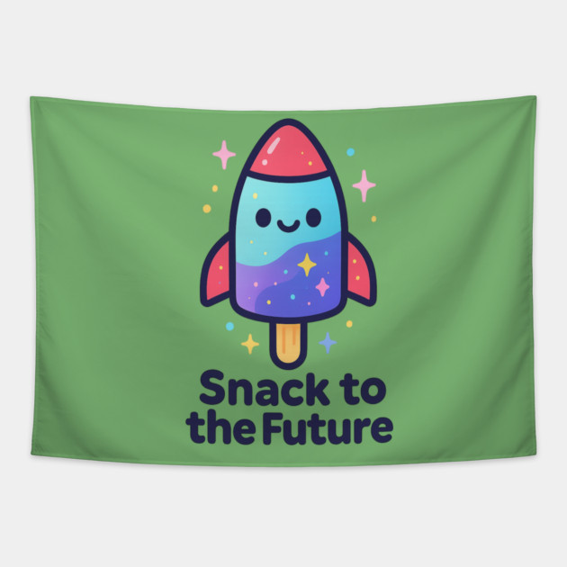 Cute Space Popsicle Rocket – Snack to the Future Kawaii Cosmic Design Tapestry by Anne Lee