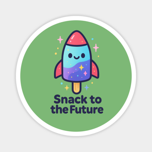 Cute Space Popsicle Rocket – Snack to the Future Kawaii Cosmic Design Magnet by Anne Lee