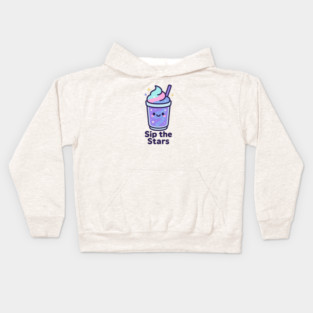 Kawaii Galaxy Drink – Sip the Stars Cute Cosmic Milkshake Design Kids Hoodie