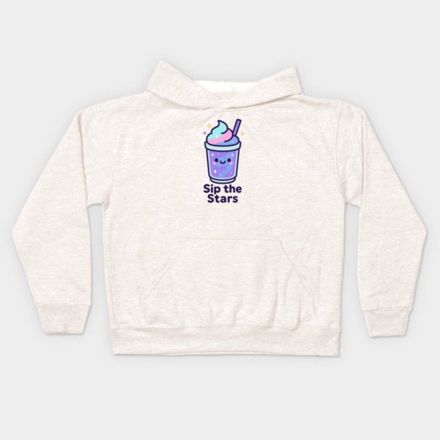 Kawaii Galaxy Drink – Sip the Stars Cute Cosmic Milkshake Design Kids Hoodie by Anne Lee