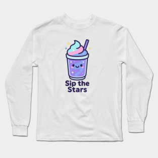 Kawaii Galaxy Drink – Sip the Stars Cute Cosmic Milkshake Design Long Sleeve T-Shirt