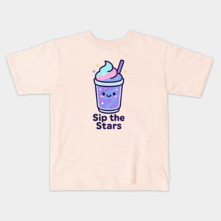 Kawaii Galaxy Drink – Sip the Stars Cute Cosmic Milkshake Design Kids T-Shirt