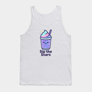 Kawaii Galaxy Drink – Sip the Stars Cute Cosmic Milkshake Design Tank Top