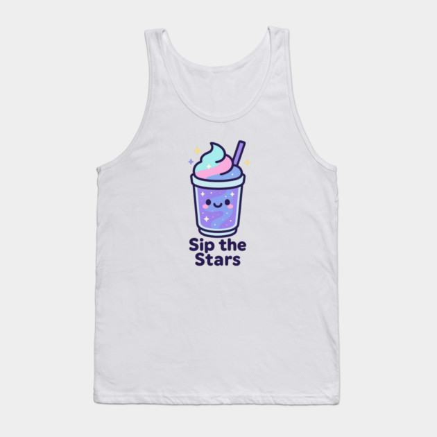 Kawaii Galaxy Drink – Sip the Stars Cute Cosmic Milkshake Design Tank Top by Anne Lee
