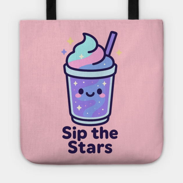Kawaii Galaxy Drink – Sip the Stars Cute Cosmic Milkshake Design Tote by Anne Lee