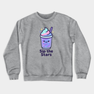 Kawaii Galaxy Drink – Sip the Stars Cute Cosmic Milkshake Design Crewneck Sweatshirt