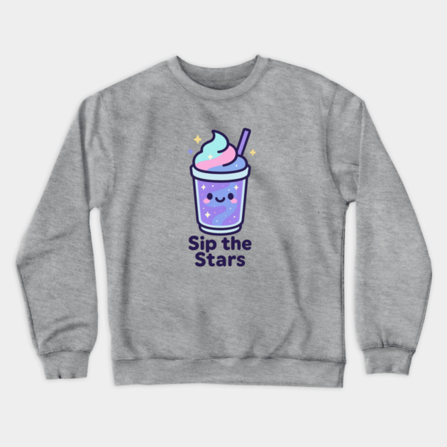 Kawaii Galaxy Drink – Sip the Stars Cute Cosmic Milkshake Design Crewneck Sweatshirt by Anne Lee