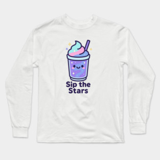 Kawaii Galaxy Drink – Sip the Stars Cute Cosmic Milkshake Design Long Sleeve T-Shirt