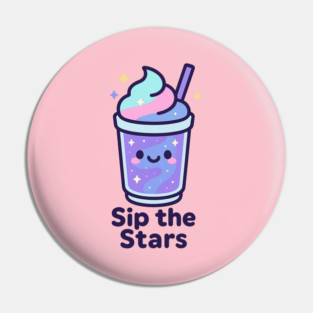 Kawaii Galaxy Drink – Sip the Stars Cute Cosmic Milkshake Design Pin