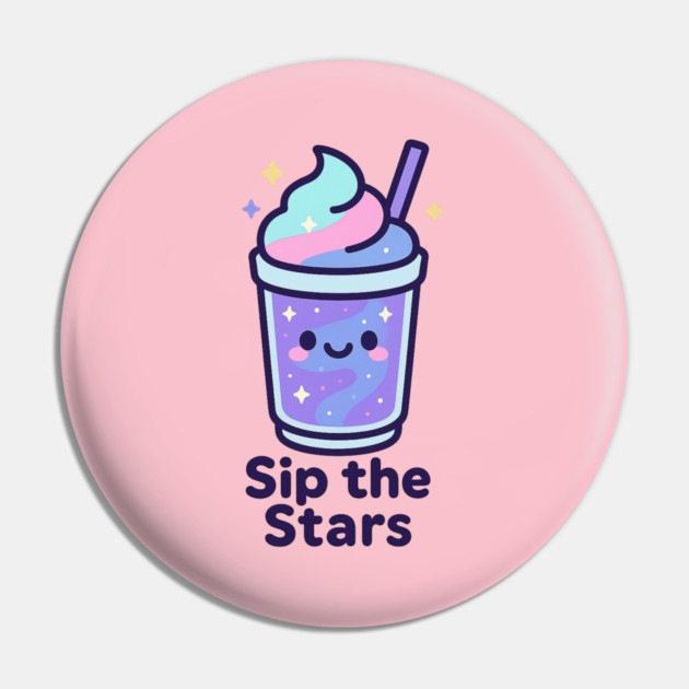 Kawaii Galaxy Drink – Sip the Stars Cute Cosmic Milkshake Design Pin by Anne Lee