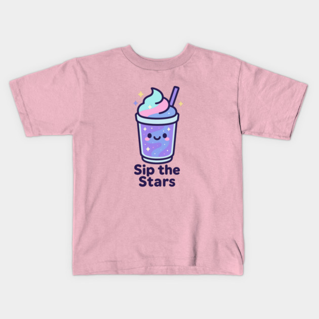 Kawaii Galaxy Drink – Sip the Stars Cute Cosmic Milkshake Design Kids T-Shirt by Anne Lee