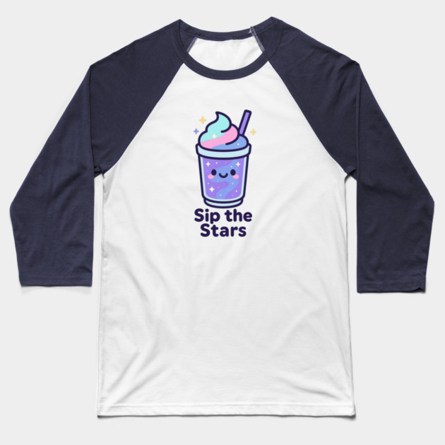 Kawaii Galaxy Drink – Sip the Stars Cute Cosmic Milkshake Design Baseball T-Shirt by Anne Lee