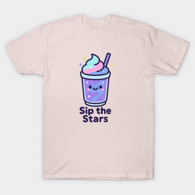 Kawaii Galaxy Drink – Sip the Stars Cute Cosmic Milkshake Design T-Shirt by Anne Lee