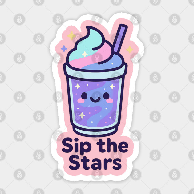 Kawaii Galaxy Drink – Sip the Stars Cute Cosmic Milkshake Design Sticker by Anne Lee