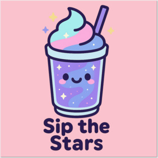 Kawaii Galaxy Drink – Sip the Stars Cute Cosmic Milkshake Design Posters and Art