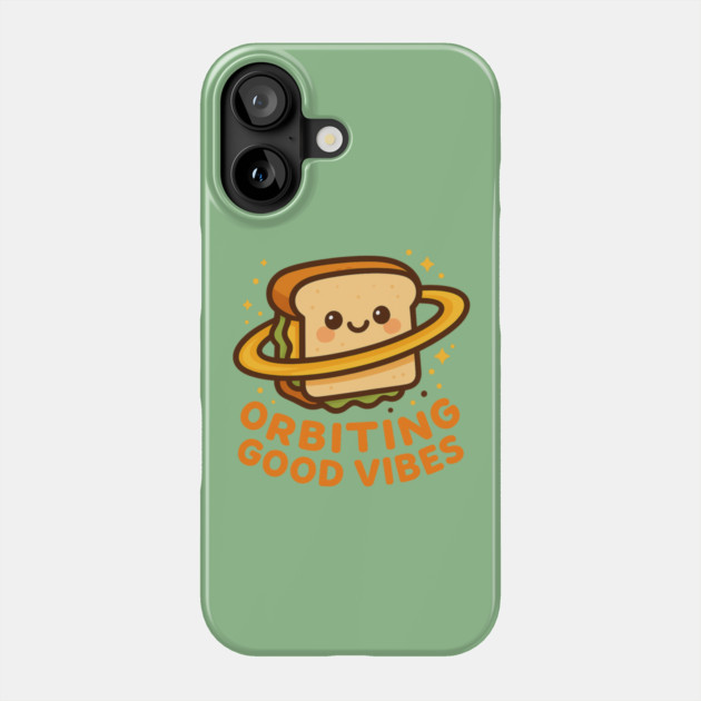 Orbiting Good Vibes – Cosmo Bites Kawaii Space Sandwich Design Phone Case by Anne Lee