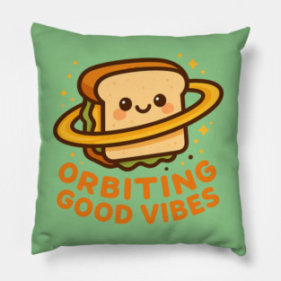 Orbiting Good Vibes – Cosmo Bites Kawaii Space Sandwich Design Pillow
