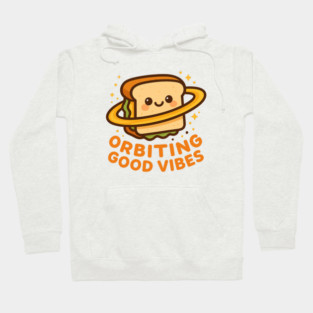 Orbiting Good Vibes – Cosmo Bites Kawaii Space Sandwich Design Hoodie