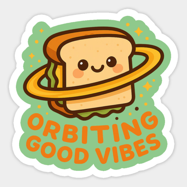 Orbiting Good Vibes – Cosmo Bites Kawaii Space Sandwich Design Magnet by Anne Lee