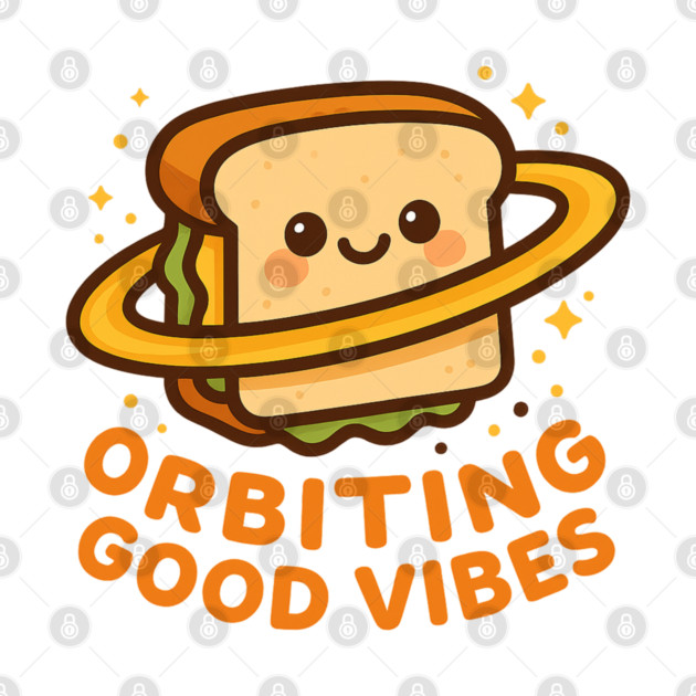 Orbiting Good Vibes – Cosmo Bites Kawaii Space Sandwich Design by Anne Lee