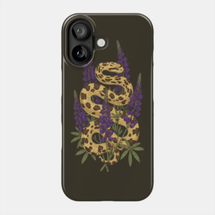 Bullsnake with Purple Lupines Illustration Phone Case