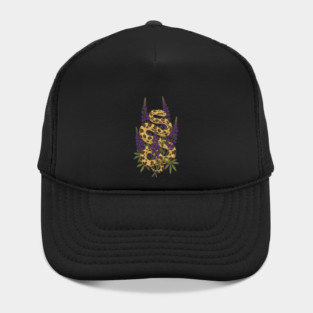 Bullsnake with Purple Lupines Illustration Hat