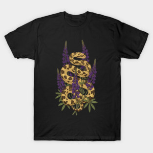 Bullsnake with Purple Lupines Illustration T-Shirt