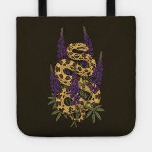 Bullsnake with Purple Lupines Illustration Tote