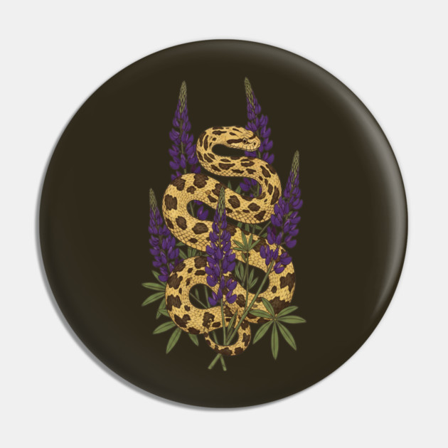 Bullsnake with Purple Lupines Illustration Pin by BirdsnStuff
