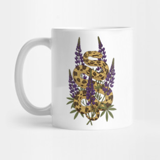 Bullsnake with Purple Lupines Illustration Mug
