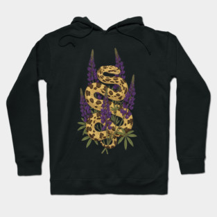 Bullsnake with Purple Lupines Illustration Hoodie