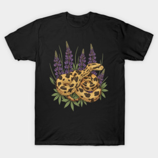 Bullsnake with Lupines Botanical Illustration T-Shirt
